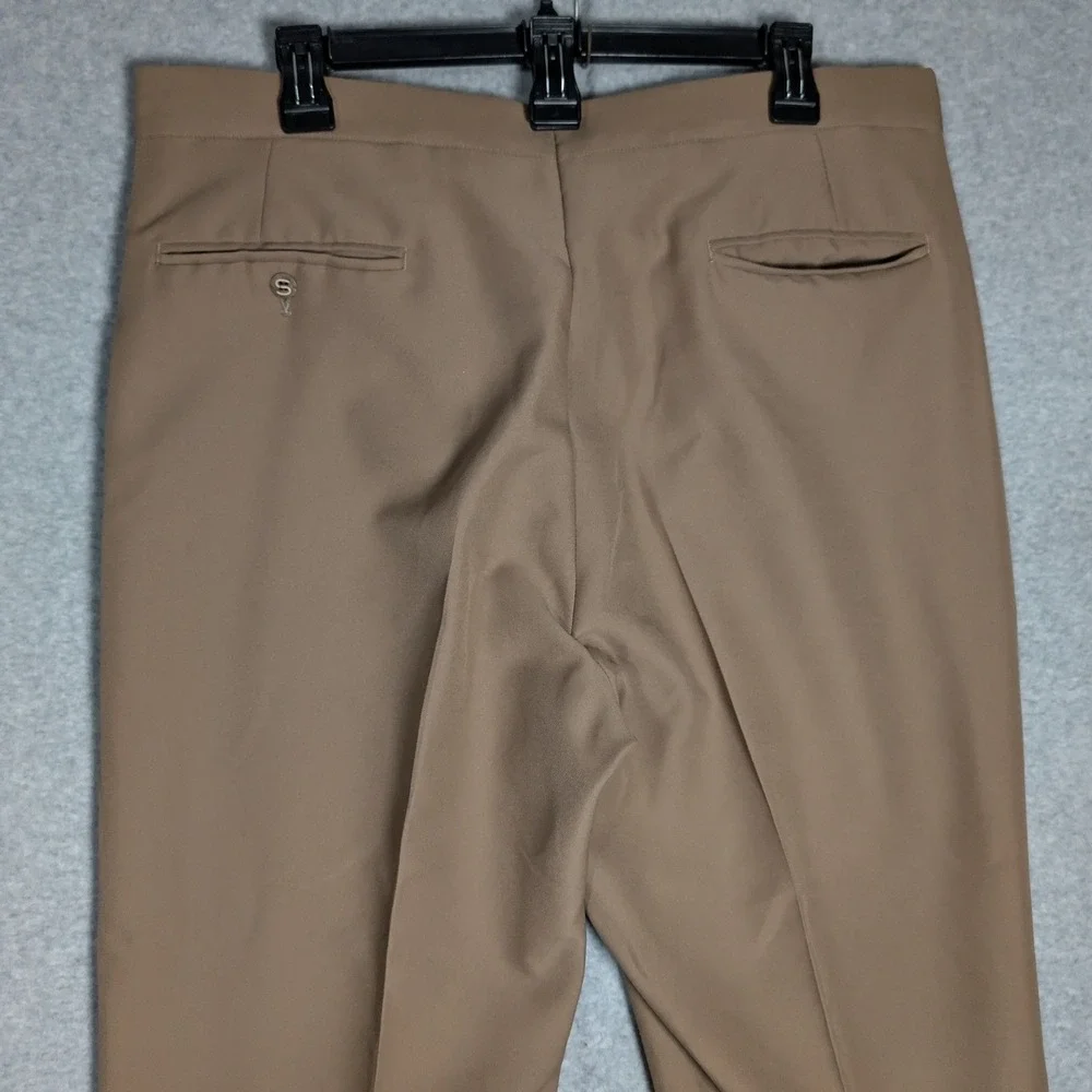 Sansabelt Dress Slacks Mens 35x34.5 Tan Vintage Beltless Straight Leg Retro 70s
